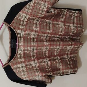 R&J COUTURE M BROWN+BLACK CHECKERED TOP